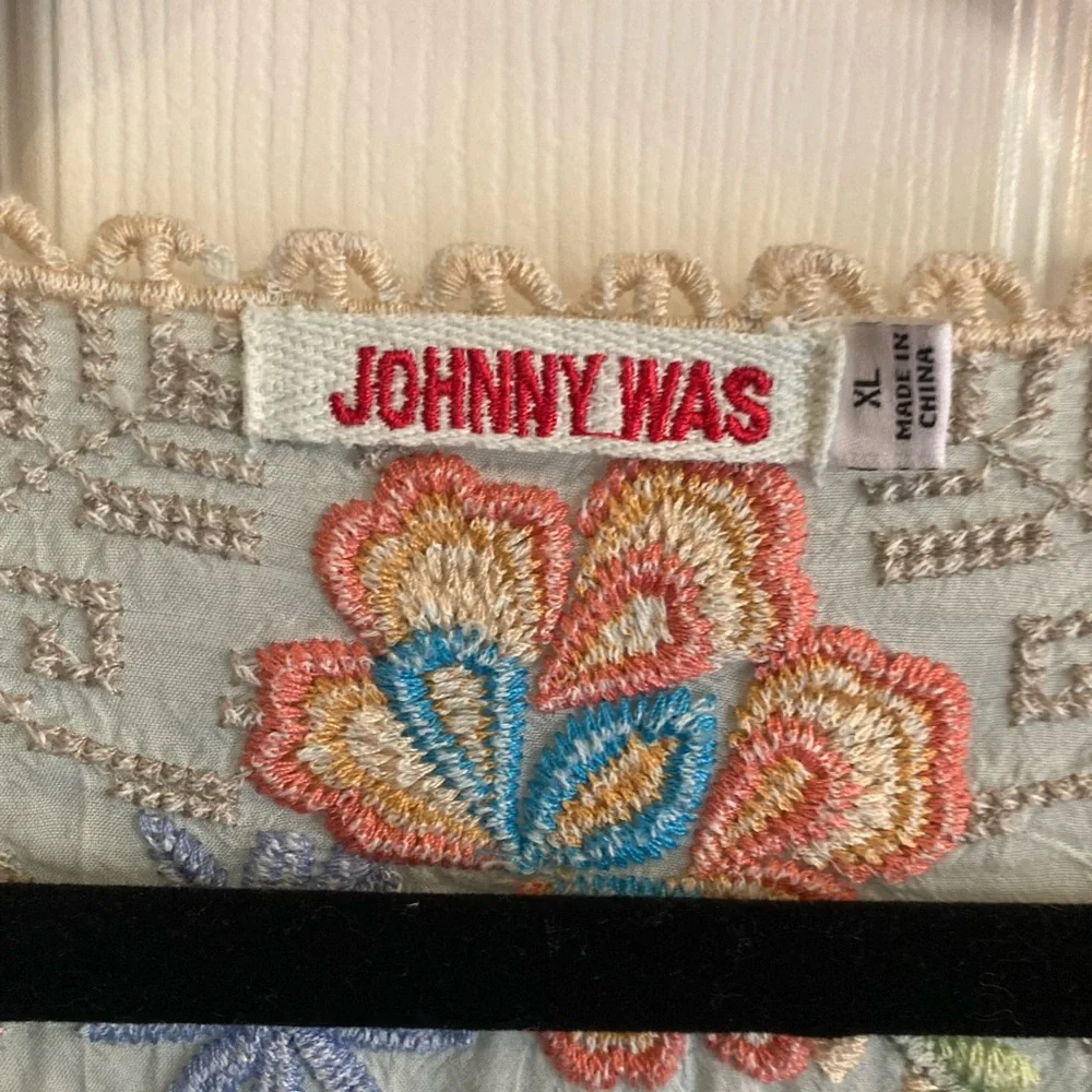 Johnny Was Floral Embroidered Blouse - Sea Foam - Picture 2 of 5
